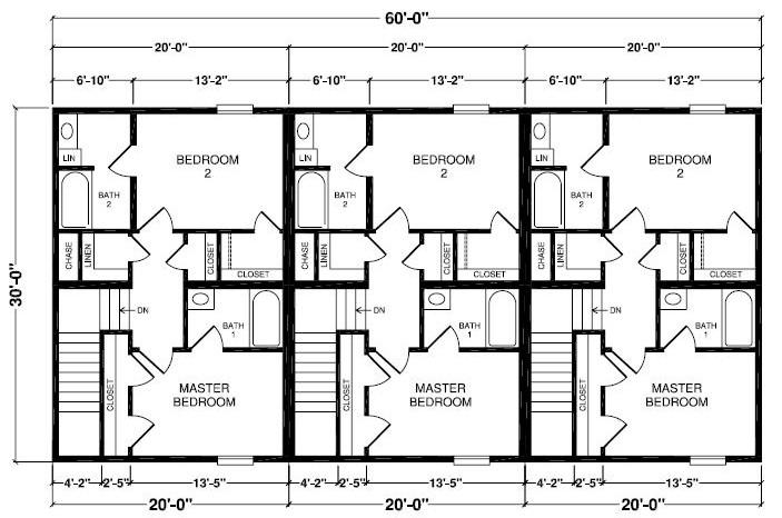 Model 7220 1200 Square Foot Multifamily Floor Plan